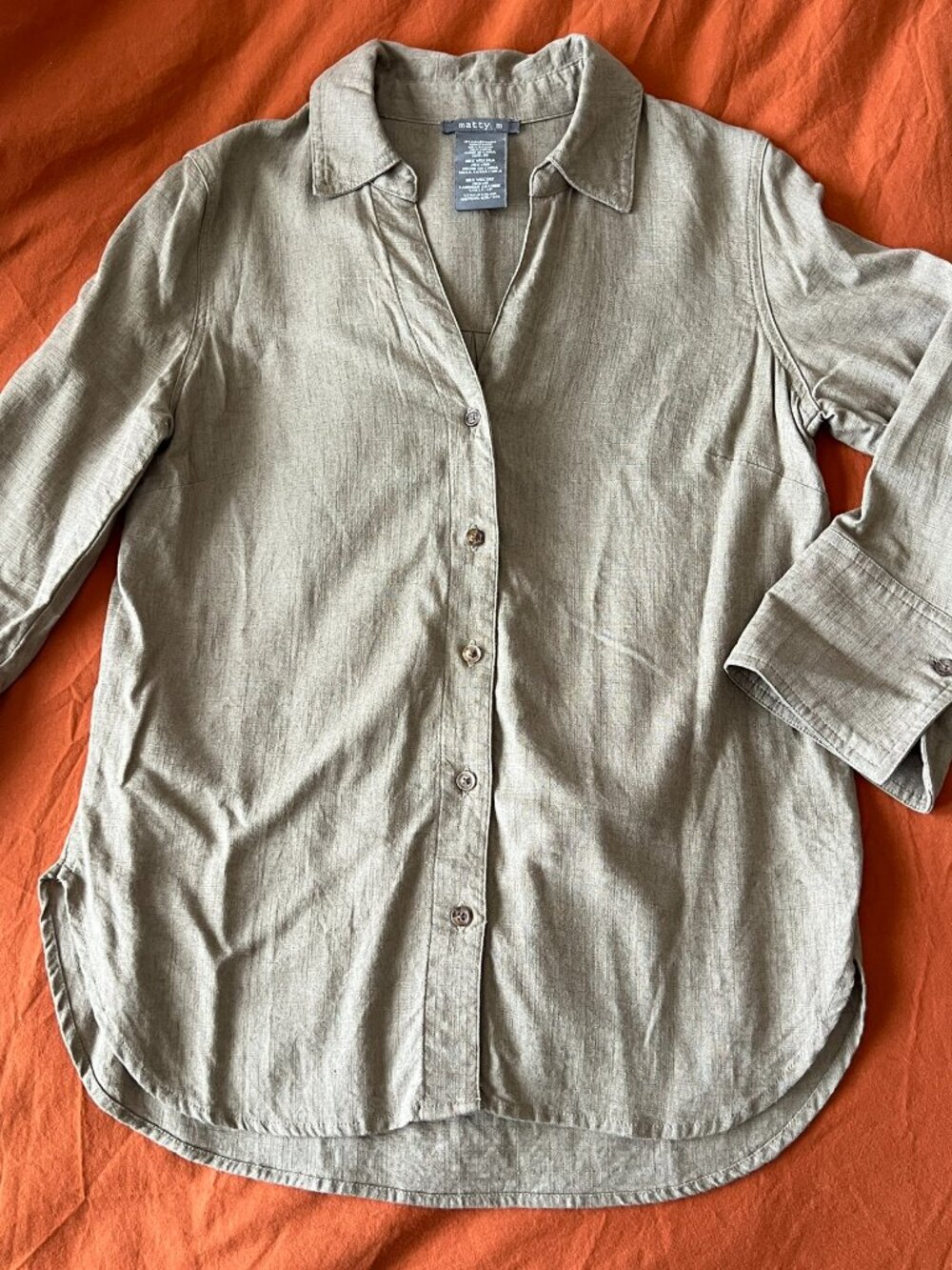 XS - matty m - Linen Blend Button-Down Shirt